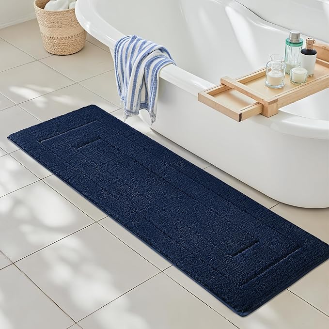 GRANNY SAYS Navy Bathroom Rugs, Bath Mats for Bathroom Non-Slip, Super Soft and Water Absorbent, Extra Large Bath Rugs Washable, Microfiber Bath Rugs for Floor, Tub and Shower, 59" x 20"