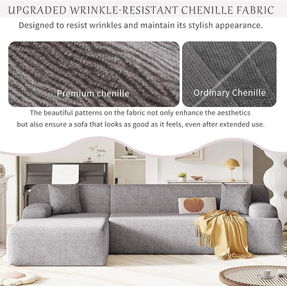 2 Piece Modular Sectional Sofa 109" L Shaped Couch, Grey
