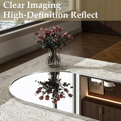 57" x 20" Arched Full Length Mirror - Wall Mounted/Floor Mirror Aluminum Alloy Frame Full Body Mirrors for Bathroom Living Room Bedroom and Entryway,Sliver