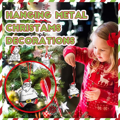 Zhengmy 8 Pieces Christmas Ornaments 2025 Solid Pewter Christmas Tree Ornament Metal Gnomes Santa Angel Snowman Hanging Craft Xmas Gifts with Red Bags(Vivid)