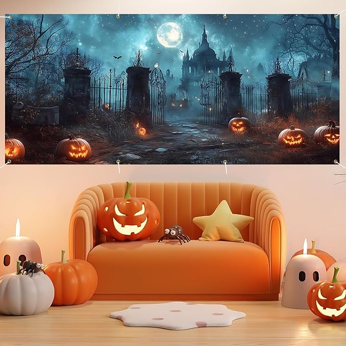 6 x 13 ft Halloween Garage Door Decorations Halloween decorations Witch Door Cover, Hanging Banner, Cauldron Backdrop Mural for Home, Outdoor, Indoor, Spooky Party, Wall, Window (Discard)