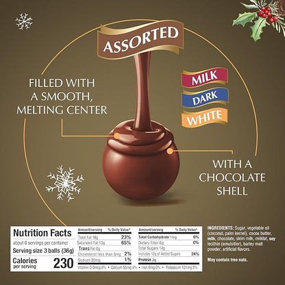 Lindt LINDOR Assorted Chocolate Candy Truffles Gift Box, Assorted Chocolate with Smooth, Melting Truffle Center, 7.6 oz.