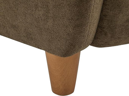 Christopher Knight Home Auden Wingback Accent Chair, Fabric Club Chair, Velvet Upholstered Armchair, Curved Backrest Single Sofa, Soft Cushion Seating, Reading Lounge Chair for Living Room, Brown