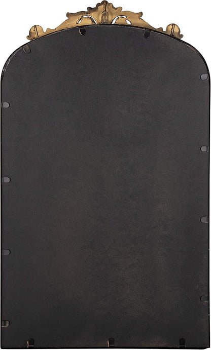 Kate and Laurel Arendahl Traditional Arch Mirror, 19" x 30.75", Gold, Baroque Inspired Wall Decor