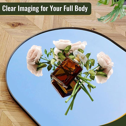 34x76 Arched Full Length Mirror Floor Mirrors with Aluminum Alloy Frame Free-Standing Wall Mounted Floor Mirrors or Large Dressing Mirror, Black Mirror Full Length