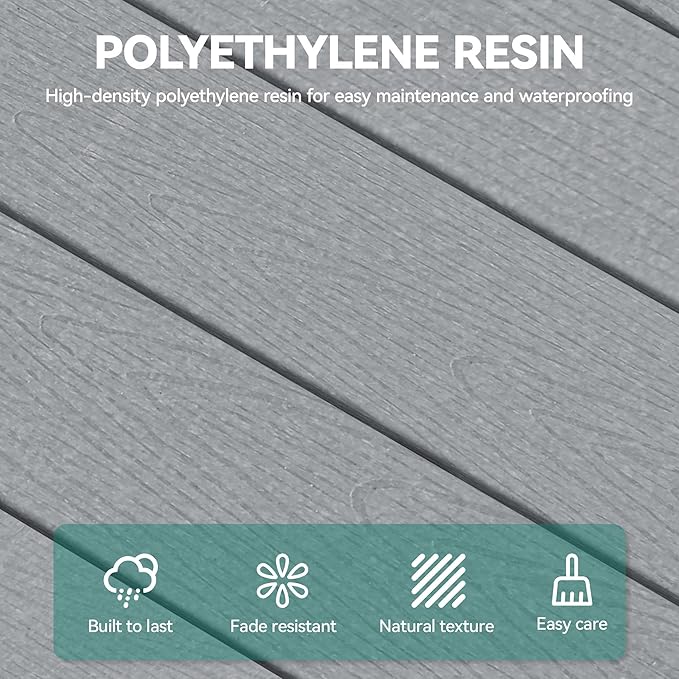 YITAHOME HDPE Patio Dining Table for 6, 71" Outdoor Dining Table w/Max Bearing 165 LBS, All Weather Rectangular Patio Table w/1.57" Umbrella Hole for Backyard Garden Lawn, Gray