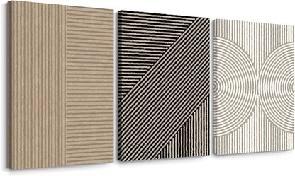 Boho Modern Wall Art Pictures Neutral Abstract Canvas Wall Decor Minimalist Line Wall Art Beige Brown Black Poster Mid Century Painting Artwork for Living Room Bedroom 24x36x3 Inch Wrapped Canvas