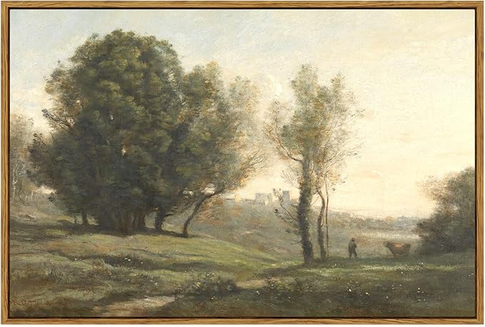 ARPEOTCY Vintage Framed Rustic Wall Art Decor, Bedroom Living Room Country Scenery Paintings Wall Decor, Large Canvas Prints Art, Kitchen Farmhouse Retro Home Decorations, 24x36 Inch