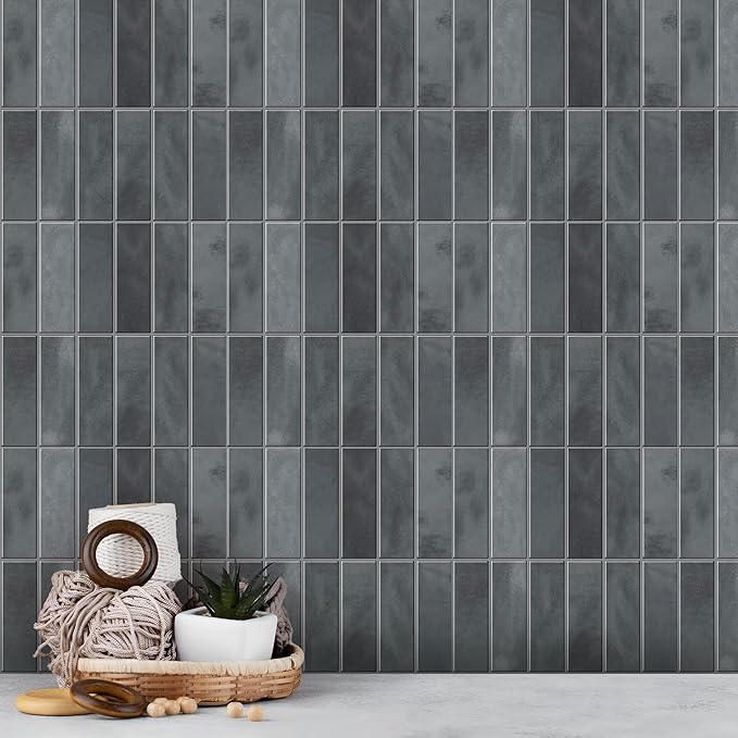 5 Pack Peel and Stick Backsplash Subway Tiles, Extra Thick 3D Wall Panels, Heat & Water Resistant, Easy DIY Kitchen, Bathroom, Laundry, Fireplace & Rental Home Wall Décor (12 x 12 in), Gray