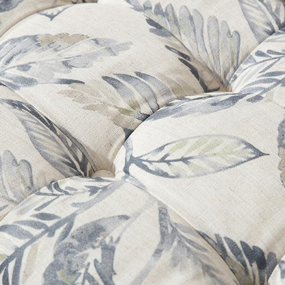 Wooden End of Bed Bench with Shoe Shelf 2 Tier Farmhouse Button Tufted Linen Fabric Upholstered Entryway Bench for Living Room/Bedroom/Hallway/Window Corner, Blue