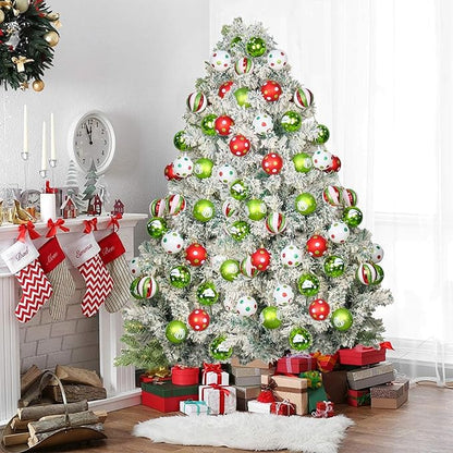 40PCS 2.36" Christmas Balls Ornaments, Plastic Christmas Tree Ornaments, Holiday Baubles, Hanging Decorations for Xmas Trees Holiday Party, Lime Green Baubles