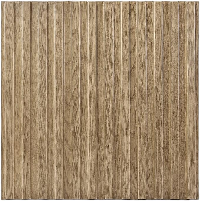 Art3d Slat Wall Panel, 3D Fluted Textured Panel 12-Tile 19.7 x 19.7in. - Walnut