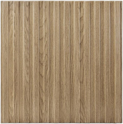Art3d Slat Wall Panel, 3D Fluted Textured Panel 12-Tile 19.7 x 19.7in. - Walnut