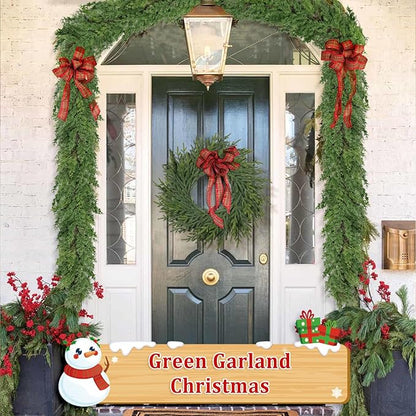 16FT Real Touch Christmas Garland Indoor with Pine Cone Thick and Lush Soft Bendable Mantle Garland Christmas Lifelike Cedar Garland Christmas Garland for Mantle Indoor Christmas Decorations