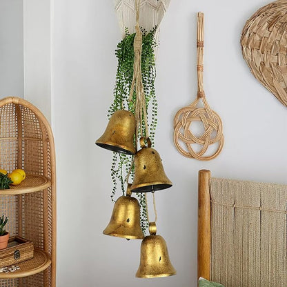 Styleonme Decorative Bells, Christmas Decor Bells, Huangma Hanging Rope Metal Decorative Bull Bell, Classic Bell-Shaped Bell, Vintage Handmade Rustic Lucky Christmas Cow Bells