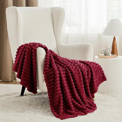 Bedsure GentleSoft Deep Red Fleece Blanket for - Cozy Soft Blankets for Women, Cute Small Throws for Girls, 50x70 Inches