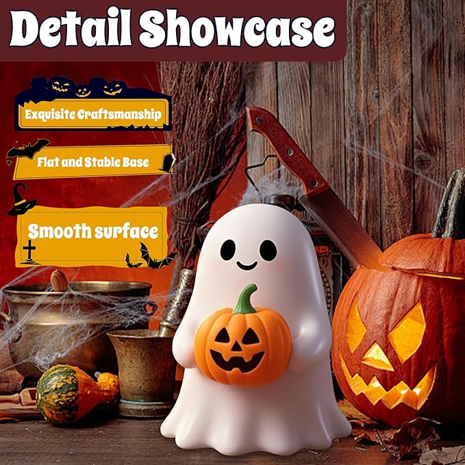 Halloween Ghost with Figurine - Cute Rock Ghost for Gift Props Funny Ghost Statue,Tabletop Home Decor Ghosts Halloween Decorations Indoor