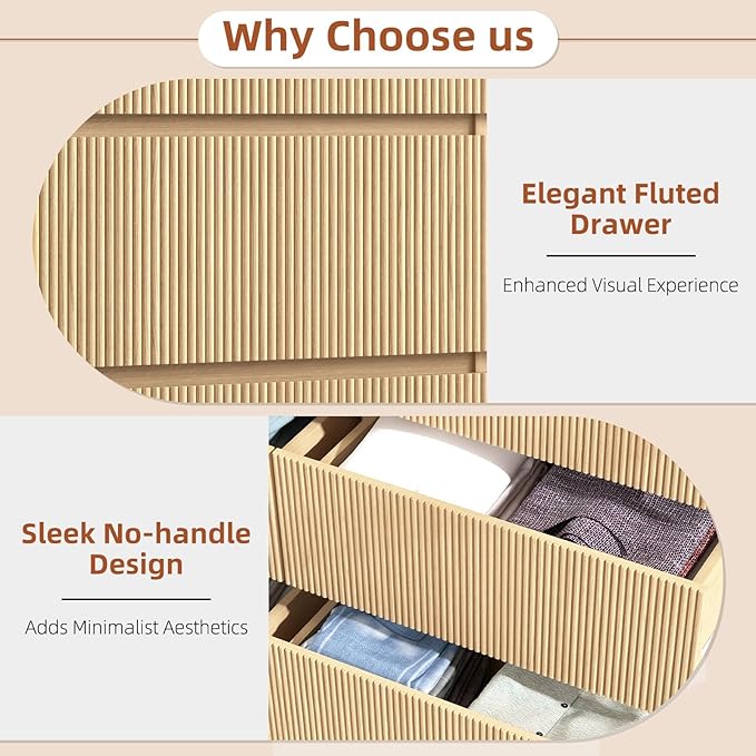 Fluted Dresser for Bedroom,6 Modern Large Wood Dresser,Chest of Drawers for Bedroom, Living Room,Hallway,Entryway,TV Stand Drawer Organizer(Fluted Natural)