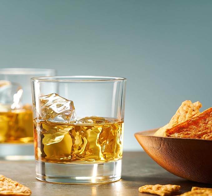 Godinger Old Fashioned Whiskey Glasses, Italian Made Drinking Glasses, Glass Cups, Whiskey Gifts - Set of 4