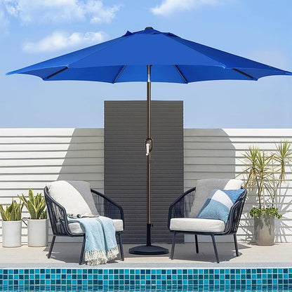 Blissun 9' Outdoor Patio Umbrella, Outdoor Table Umbrella, Yard Umbrella, Market Umbrella with 8 Sturdy Ribs, Push Button Tilt and Crank