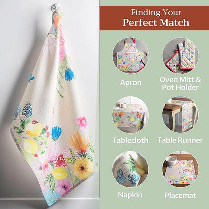 Maison d'Hermine Dish Towels 100% Cotton Absorbent Jardin D'Ete Fog Set of 3 Spring Summer