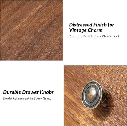 HULALA HOME Spindle Nightstands with Charging Station, Solid Wood Nightstand with Drawer Shelf, Side Table with Pull-Out Shelf (Walnut)