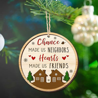 Christmas Neighbor Gifts for Friends - Wooden Christmas Ornaments 2025 for Tree Decorations - Gifts for Neighbors Friends BFF Bestie Women Men, Neighbor Ornaments, Awesome Neighbor Gift