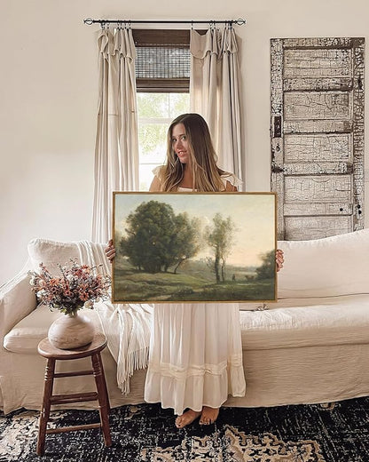 ARPEOTCY Large Framed Canvas Wall Art, Rustic Landscape Picture Decor, 20x30Inch, Bedroom Living Room Hallway Nature Scenery Decor, Vintage French Country Art