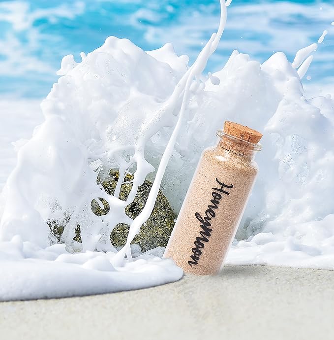 Honeymoon Sand Keepsake Jar，Bridal Shower, Wedding, Engagement, Honeymoon, Travel Gift for Couples, Newlywed, Fiance(Gift Box Includes) - 40ml Cylindrical Shape Glass