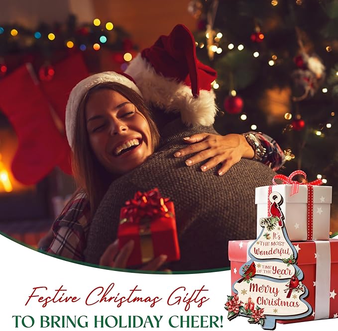 Christmas Cardinal Gifts for Women Men - Double Layered Wooden Red Cardinal Christmas Ornaments 2025 - Sympathy Gifts for Loss of Loved One, Memorial Gift Ideas for Xmas Tree Decorations