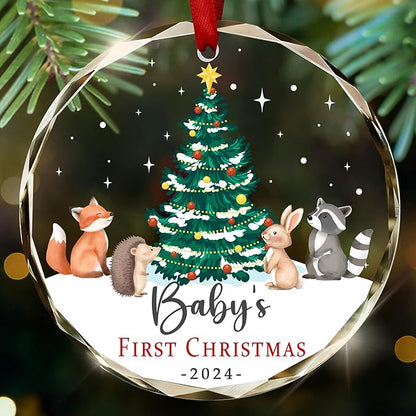Baby's First Christmas Ornaments 2025 - Glass Ornaments for Tree Xmas Decorations - New Parents Gifts for Couples, Baby First Christmas Decorations, Mom and Dad Gifts for New Parents Couples