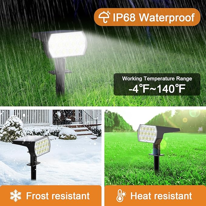 WELALO Solar Spot Lights Outdoor, [10 Pack/52 LED/3 Modes] Solar Landscape Spotlights, Solar Powered Security Lights, IP68 Waterproof Wall Lights for Outsides Walkway Yard Garden Driveway(Cool White)