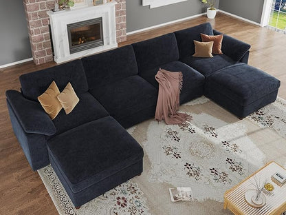 EASE MOOSE Oversized Modular Sectional Sofa, FSC Certified Extra Large U Shape Sectional Cloud Couch,Comfty Deep Modular Sofa with Ottoman