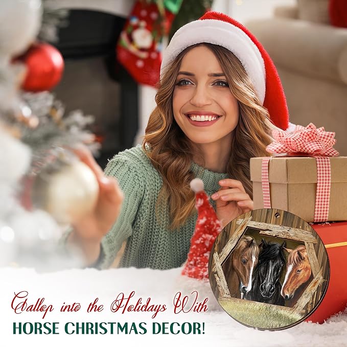 OASSIE Christmas Horse Gifts for Women Men - Ceramic Ornaments 2025 for Tree Decorations - Horse Ornament Gifts for Animal Lovers, Farm House Christmas Decorations, Farm Animal Decor