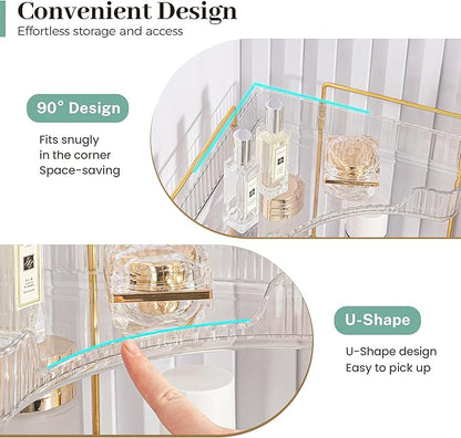 Aveniee Corner Bathroom Counter Organizer, 3 Tier Makeup Perfume Storage for Vanity, Countertop SkinCare Stand Shelf Holder for Women (Green)