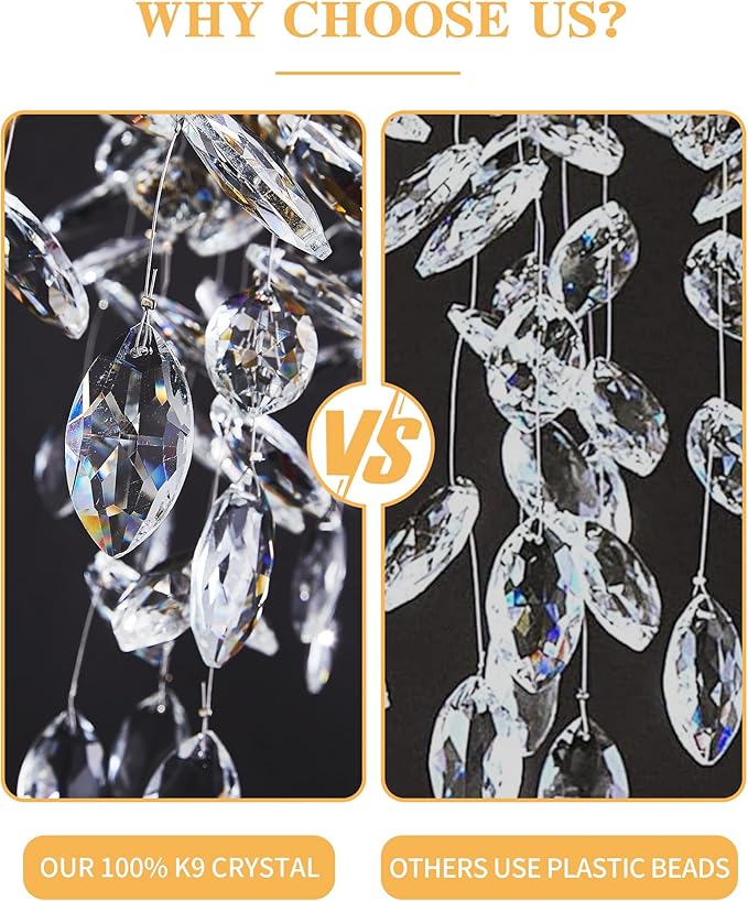 Modern Tree Branch Crystal Chandelier Luxury Gold Crystal Pendant Lighting 30" Contemporary 10-Light Chandeliers for Dining Room Kitchen Bedroom Living Room