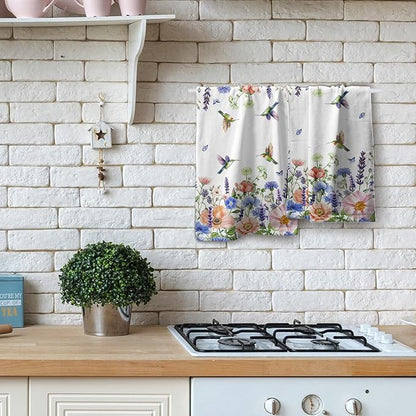 Spring Floral Hand Towels 2 Pack Hummingbird Butterfly Guest Fingertip Towels Soft Absorbent Kitchen 14x28
