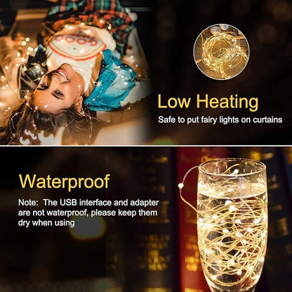 Curtain Lights, 300 LED Dimmable Fairy Lights with Remote and Timer, 8 Modes, USB Powered String Lights for Room Wall Party Xmas Indoor Decor, Warm White, 2 Pack