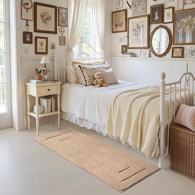 GRANNY SAYS Khaki Bathroom Rugs Non Slip, 59" x 24", Small Bathroom Rugs Washable，Bath Mats for Floor, Microfiber Bath Mat for Tub, Absorbent Shower Rug