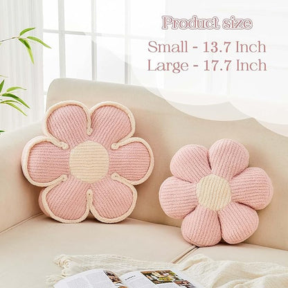 Flower Pillow, Soft Flower Decorative Throw Pillow, Cute Daisy Flower Shaped Seating Floor Cushion Room Décor Plush Pillows for Sofa Couch Bed (13.7 Inch, Light Pink)