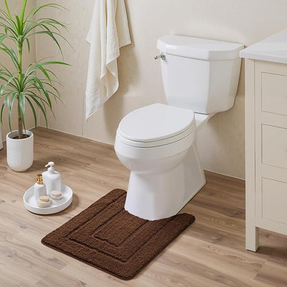 GRANNY SAYS Bathroom Toilet Rugs U Shaped, Bath Mats for Bathroom, Bath Rugs Non Slip Washable, Absorbent Microfiber Toilet Mat, Soft Plush Shaggy, 20" x 24", Brown