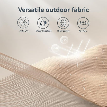 PHI VILLA 10ft Patio Umbrellas, Outdoor 3 Tier Vented Large Market Table Umbrella with 8 Sturdy Ribs and 1.5" Umbrellla Pole for Lawn Poolside Garden Terrace, Beige(No Base)