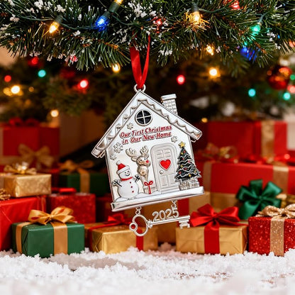 New Home Ornament 2025 Dated First Christmas Ornaments for Tree Decoration Metal House Decor Warming Gifts for Women Men Housewarming Presents for Couple Homeowners