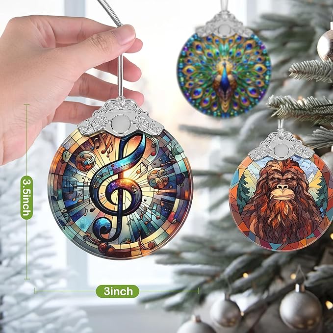 Christmas Ornament, 2025 Ornaments for Christmas Tree, Stained Glass Hanging Ornament, Holiday Ornaments, Unique Gift Idea - Musical Note