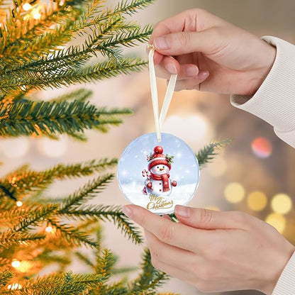 Snowman Ornaments, Christmas Ornaments, Crystal Glass Ornament Decoration for Christmas Tree, Xmas Holiday Decoration