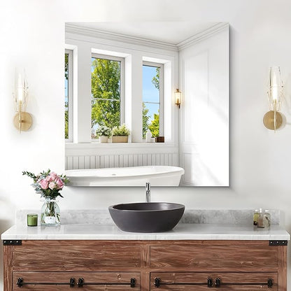 KOCUUY Frameless Mirror, 30"x30" Square Rectangle Bathroom Wall Mirror for Over Sink, Upgraded Shatterproof Unframed Design for Bedroom, Living Room, Entryway