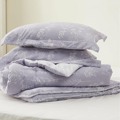 Bedsure Full Comforter Set - Lavender Bed Set, 3 Pieces Cute Floral Bedding, 1 Soft Reversible Botanical Flowers Comforter and 2 Pillow Shams