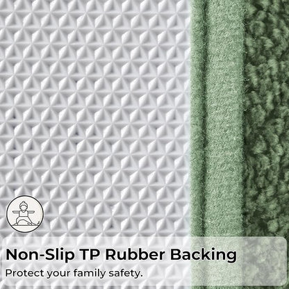 GRANNY SAYS Toilet Rugs U Shaped Washable Non Slip, Toilet Mats for Bathroom Soft Plush Shaggy Absorbent, Microfiber Bath Mats for Bathroom Toilets Cute Decor, 20" x 24", Green