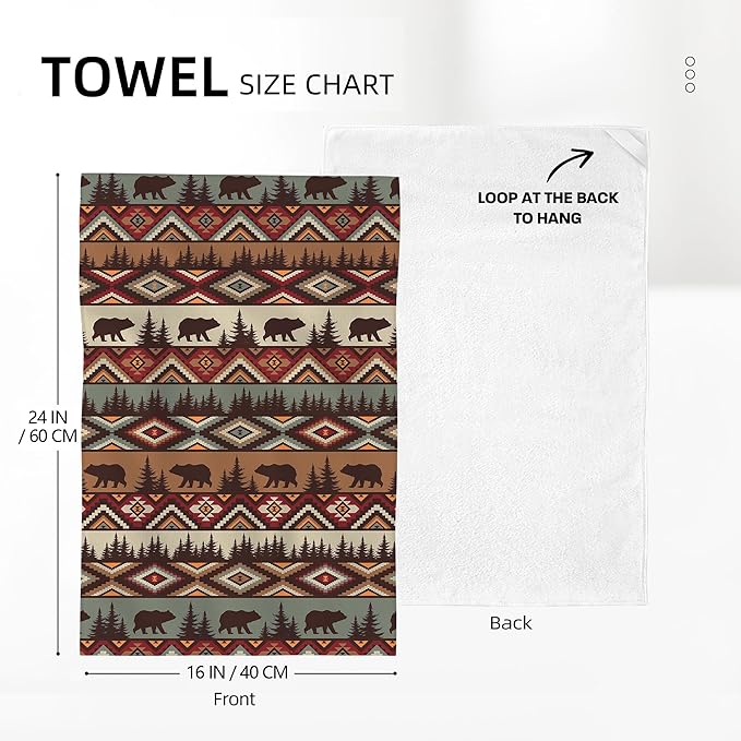 Vintage Rustic Dish Towels Set of 2 Bear Mountain Cabin Farmhouse Kitchen Towels 16x24