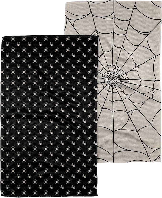 GEOMETRY Halloween Kitchen Towels Quick Dry Microfiber Premium Fright Night 2 Pack 18x30